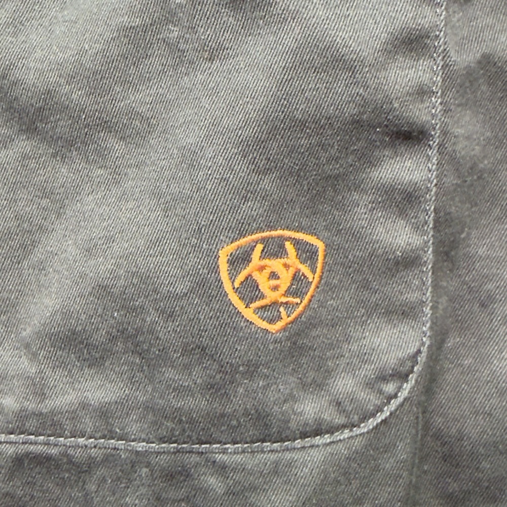 Ariat Men's XL Black Cotton Twill Western Work Shirt Long Sleeve Logo Button Up - Picture 6 of 8